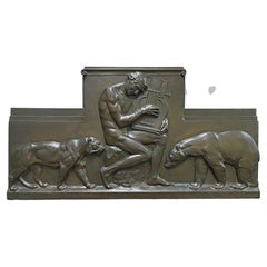 "Orpheus Charming the Animals," Monumental Bronze Relief with Nude Male, 1910