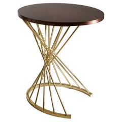 Contemporary Handcrafted Side Table in Brass and Silver Leaf by BelBar Studio