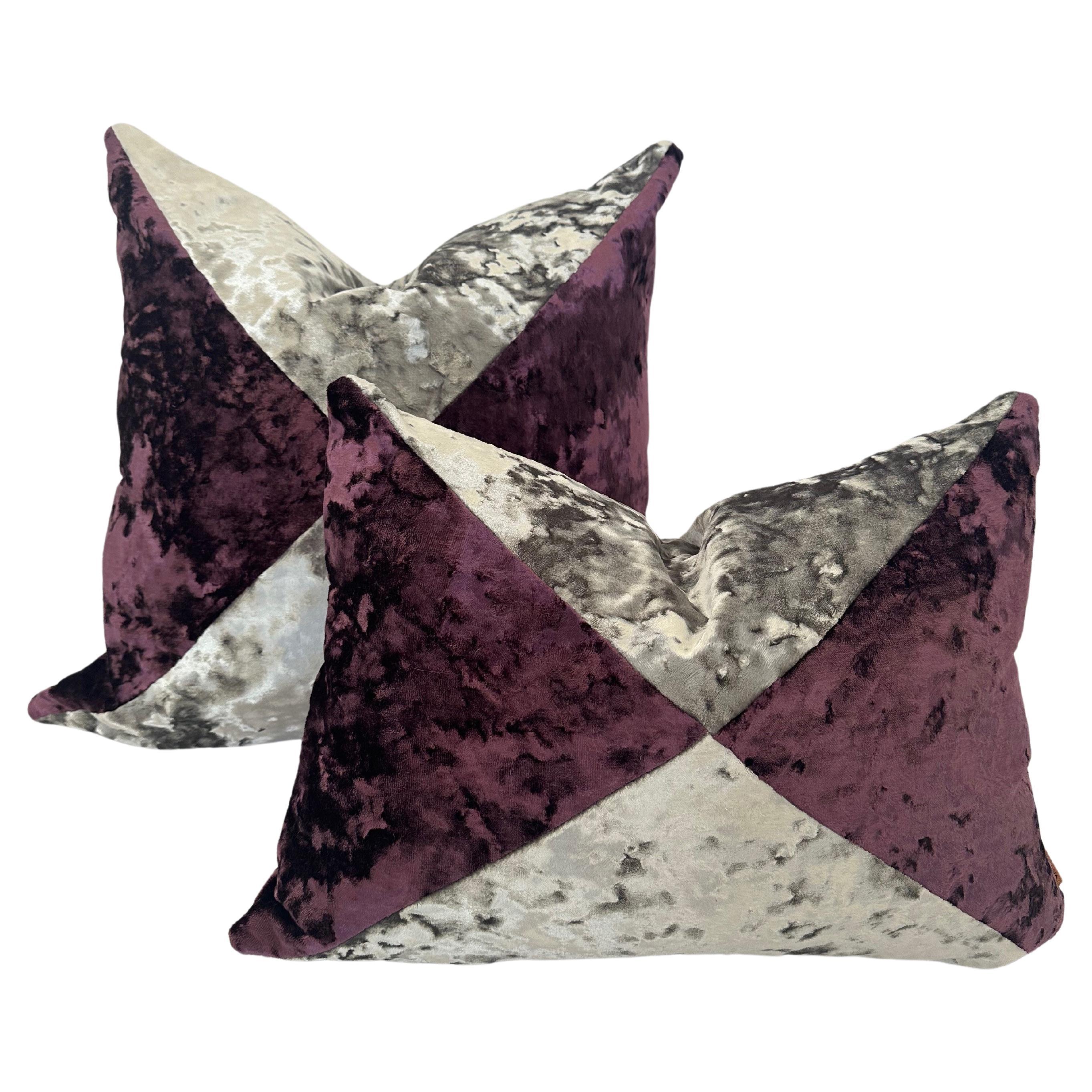 Orquid- Crushed velvet high end decor pillow by Mar de Doce For Sale