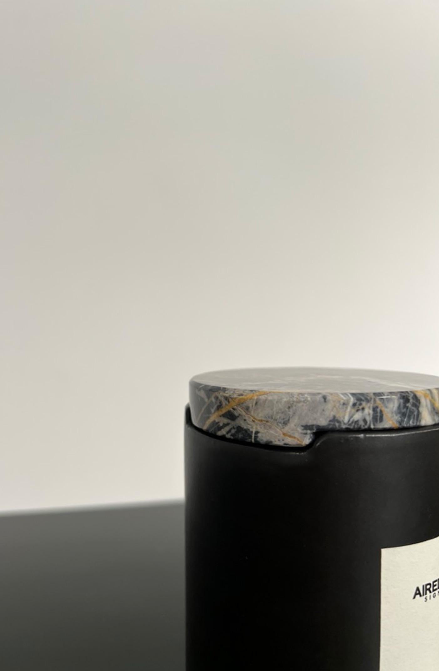 Hand-Painted ORQUIDEA Signature Scented Candle, Ceramic & Natural Onyx Stone For Sale
