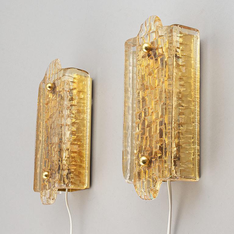 Orrefors a Pair of Cast Glass and Brass Wall Light, Sweden, 1960 For Sale 1