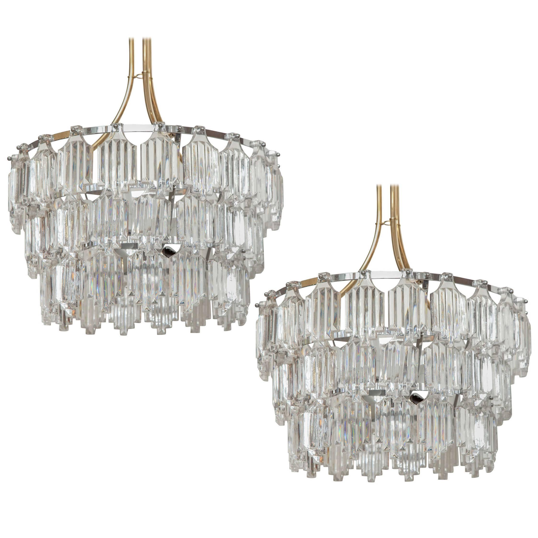 Orrefors Art Deco Influenced Crystal Chandelier 