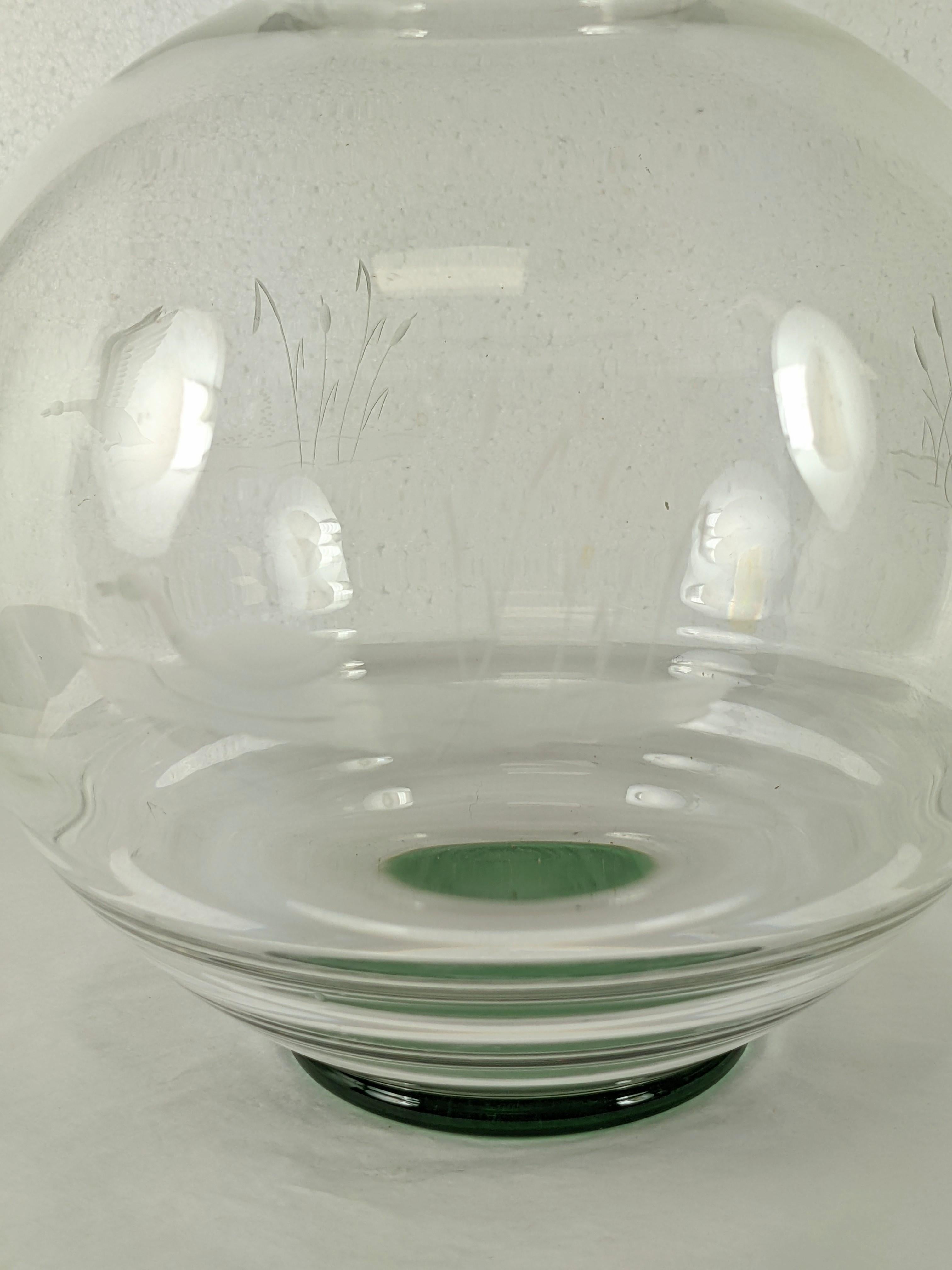 Gravé Vase aquatique Art Déco d'Orrefors, Edward Hald en vente