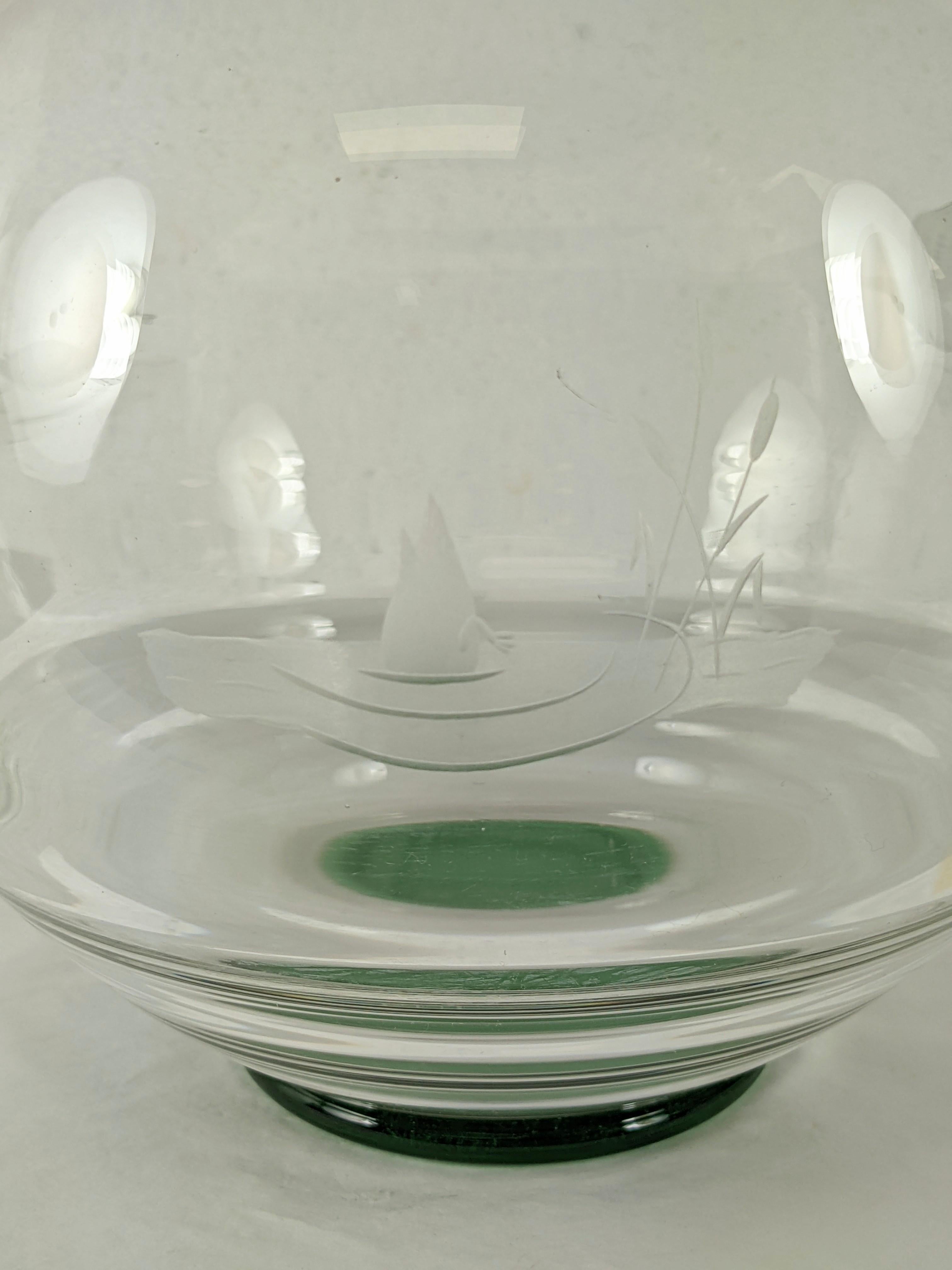 Milieu du XXe siècle Vase aquatique Art Déco d'Orrefors, Edward Hald en vente