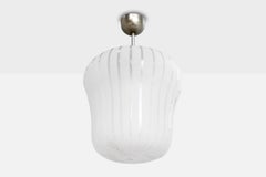 Orrefors Attribution, Pendant Light, Nickel, Glass, Sweden, 1940s