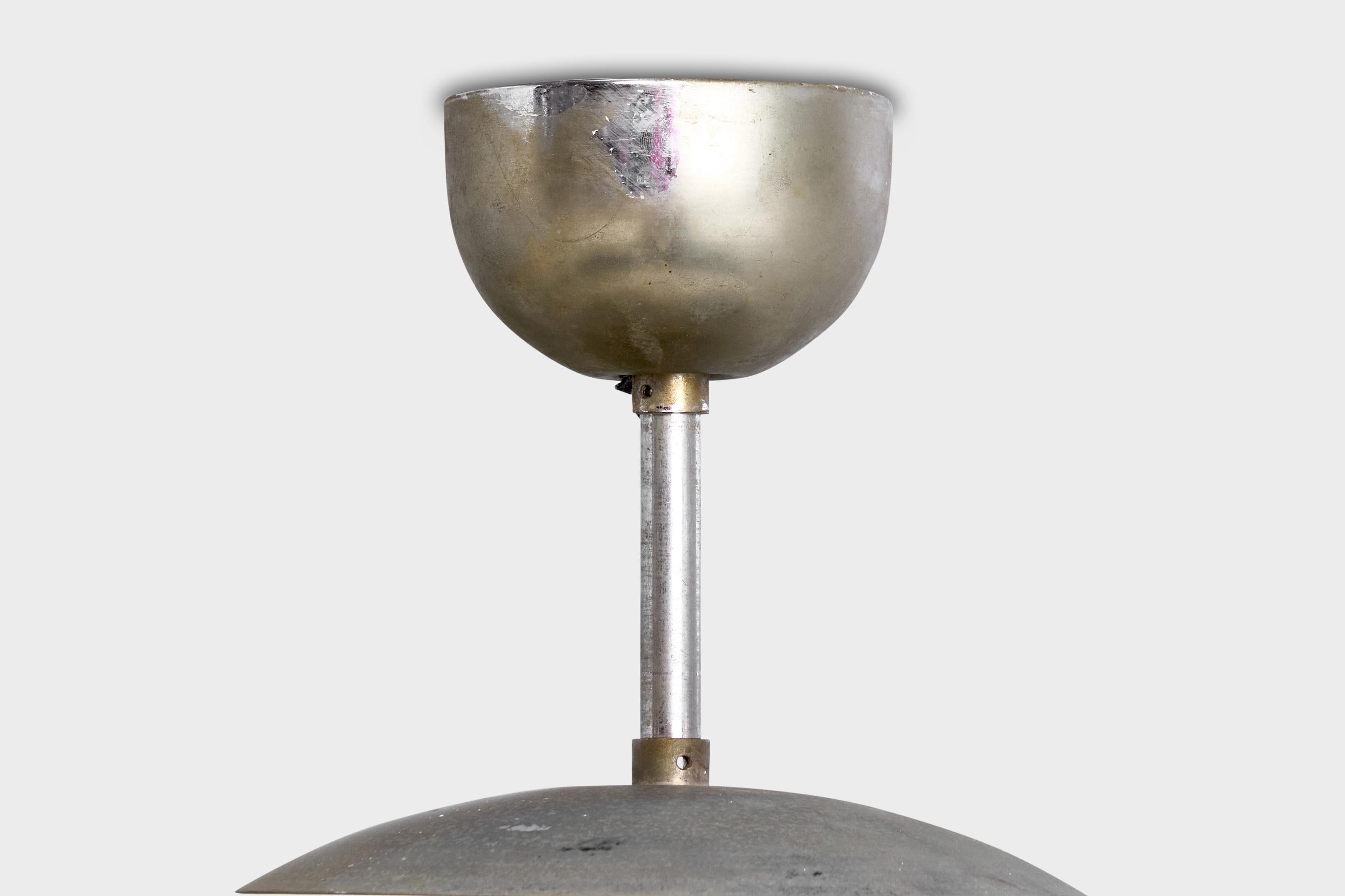 Orrefors Attribution, lampada a sospensione, nichel, vetro, Svezia, anni '40 in vendita 2