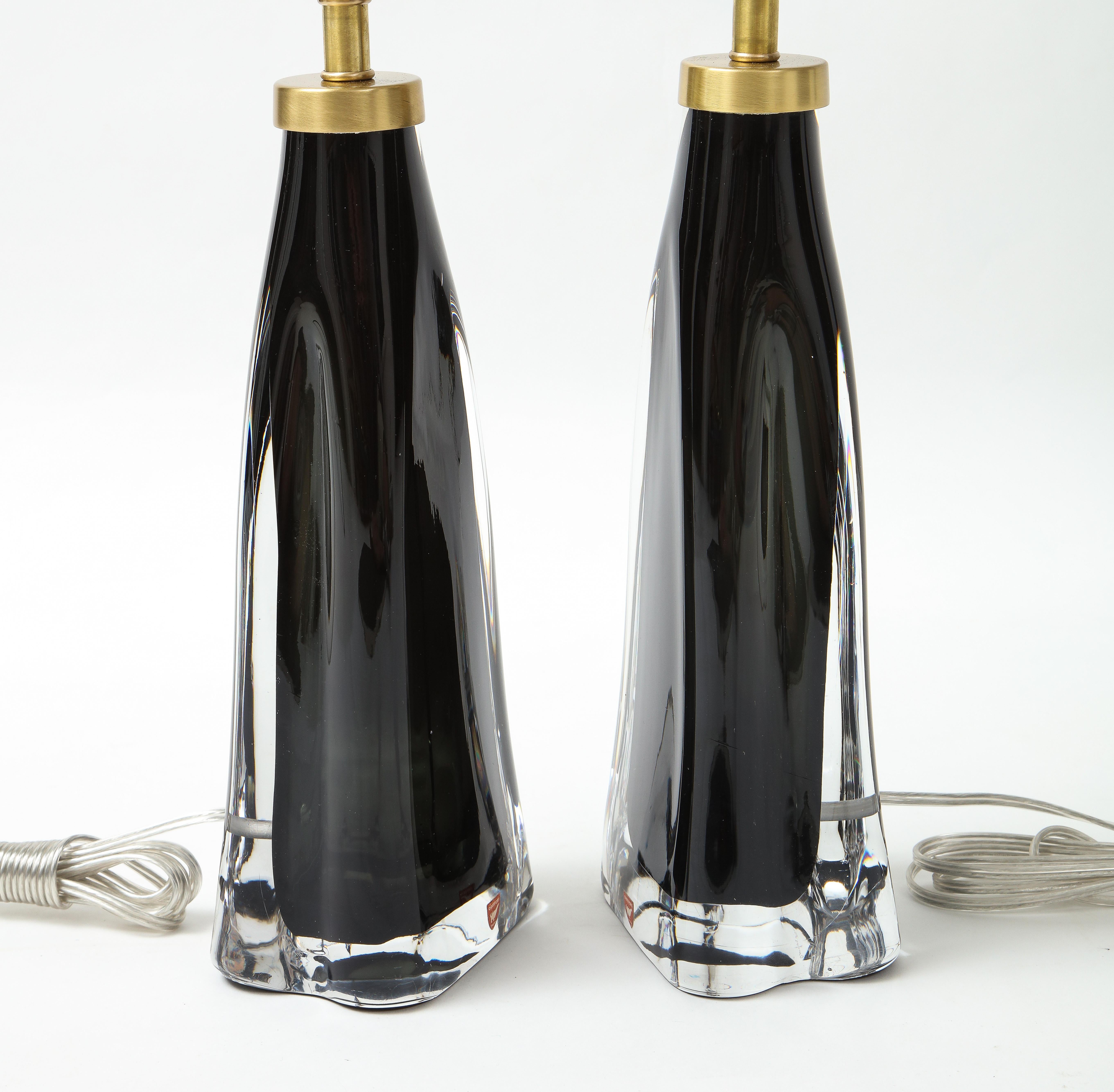 20th Century Orrefors Black Crystal Encased Lamps For Sale