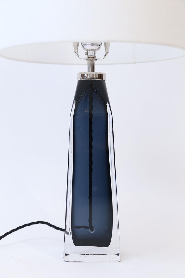 Orrefors Blue Crystal Lamp at 1stDibs