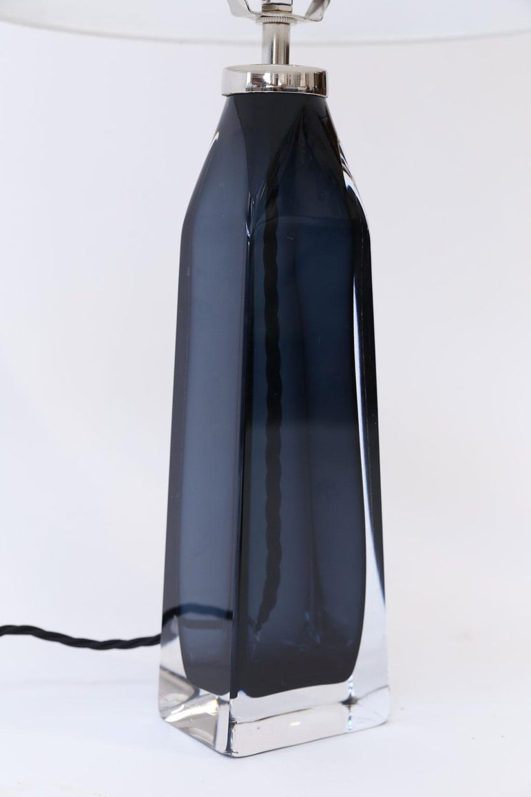 Orrefors Blue Crystal Lamp at 1stDibs