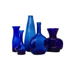 Orrefors Blue Glass Vase from Sweden Midcentury