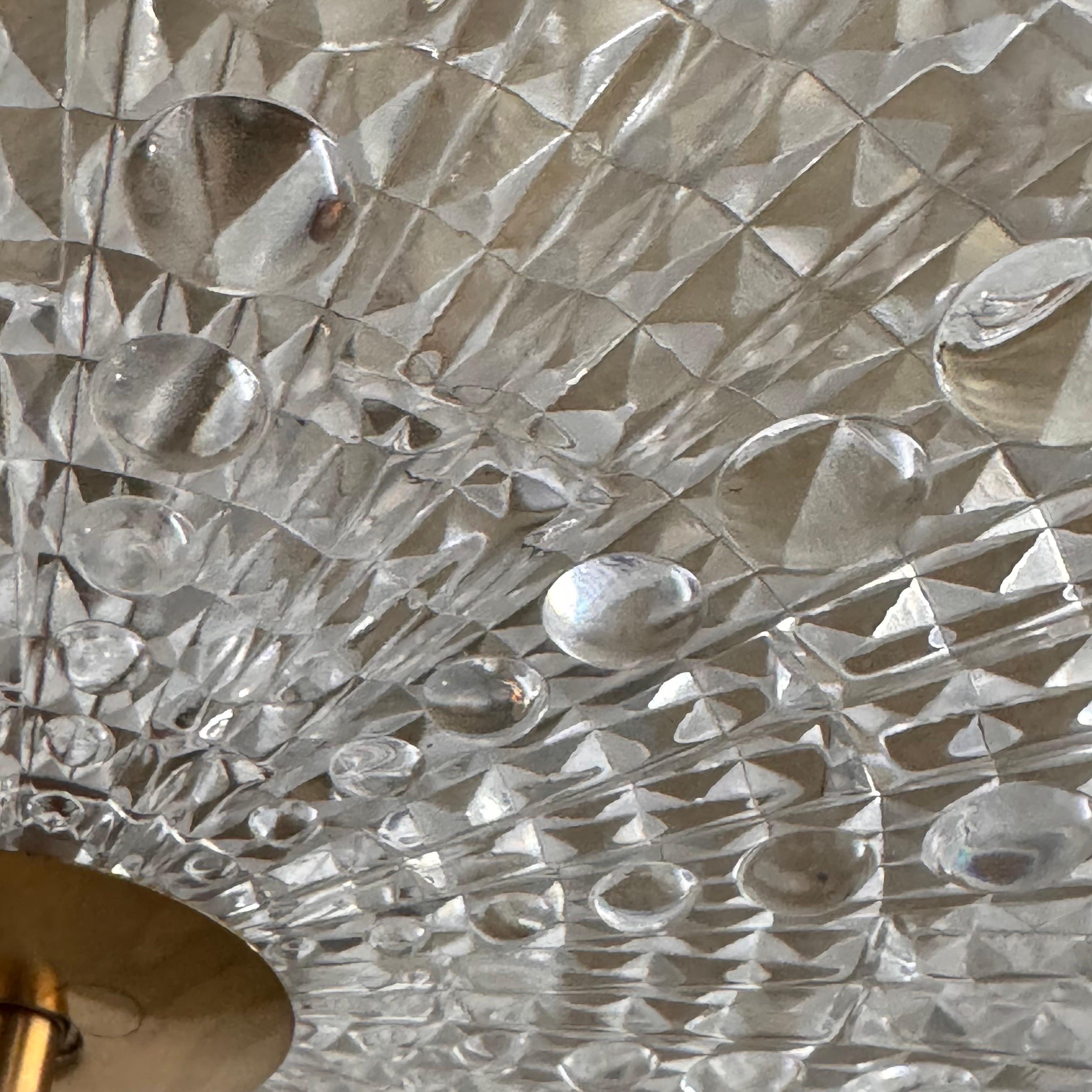 Lampade da soffitto in ottone e cristallo Orrefors di Carl Fagerlund, Svezia, anni '60 in vendita 5