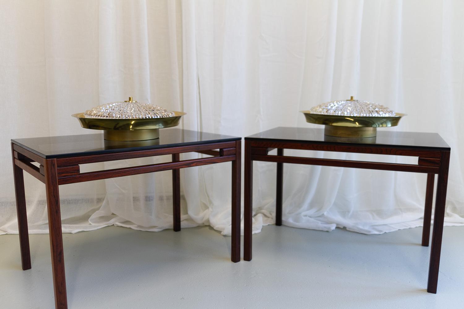 Orrefors Brass Wall or Ceiling Lamps by Fagerlund for Lyfa, 1960s. Set of 2. For Sale 8