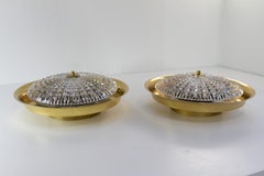 Orrefors Brass Wall or Ceiling Lamps by Fagerlund for Lyfa, 1960s. Set of 2.