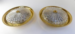 Orrefors Brass Wall or Ceiling Lamps by Fagerlund for Lyfa, 1960s. Set of 2.