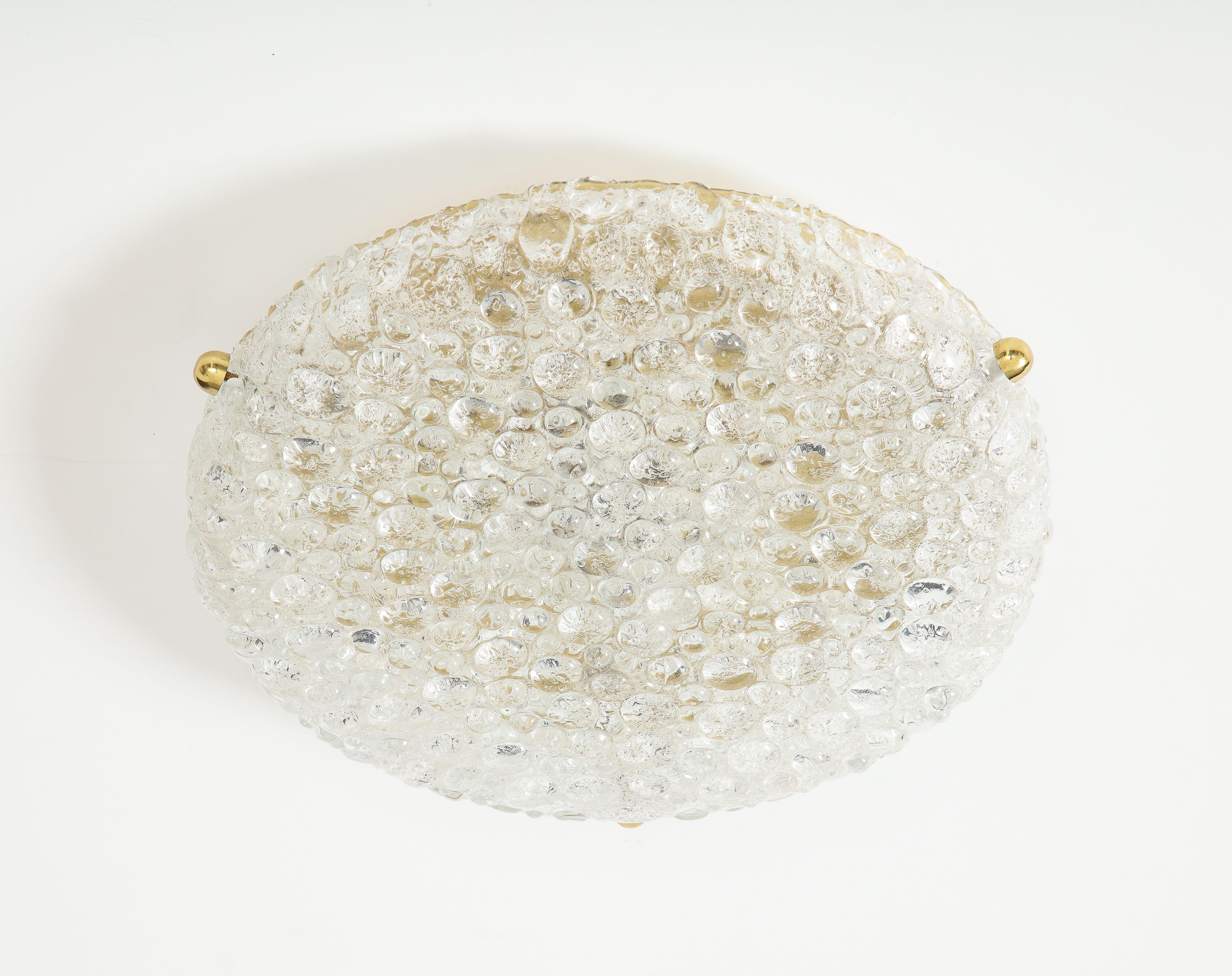 Orrefors Bubble Textured Crystal Flushmount In Excellent Condition For Sale In New York, NY