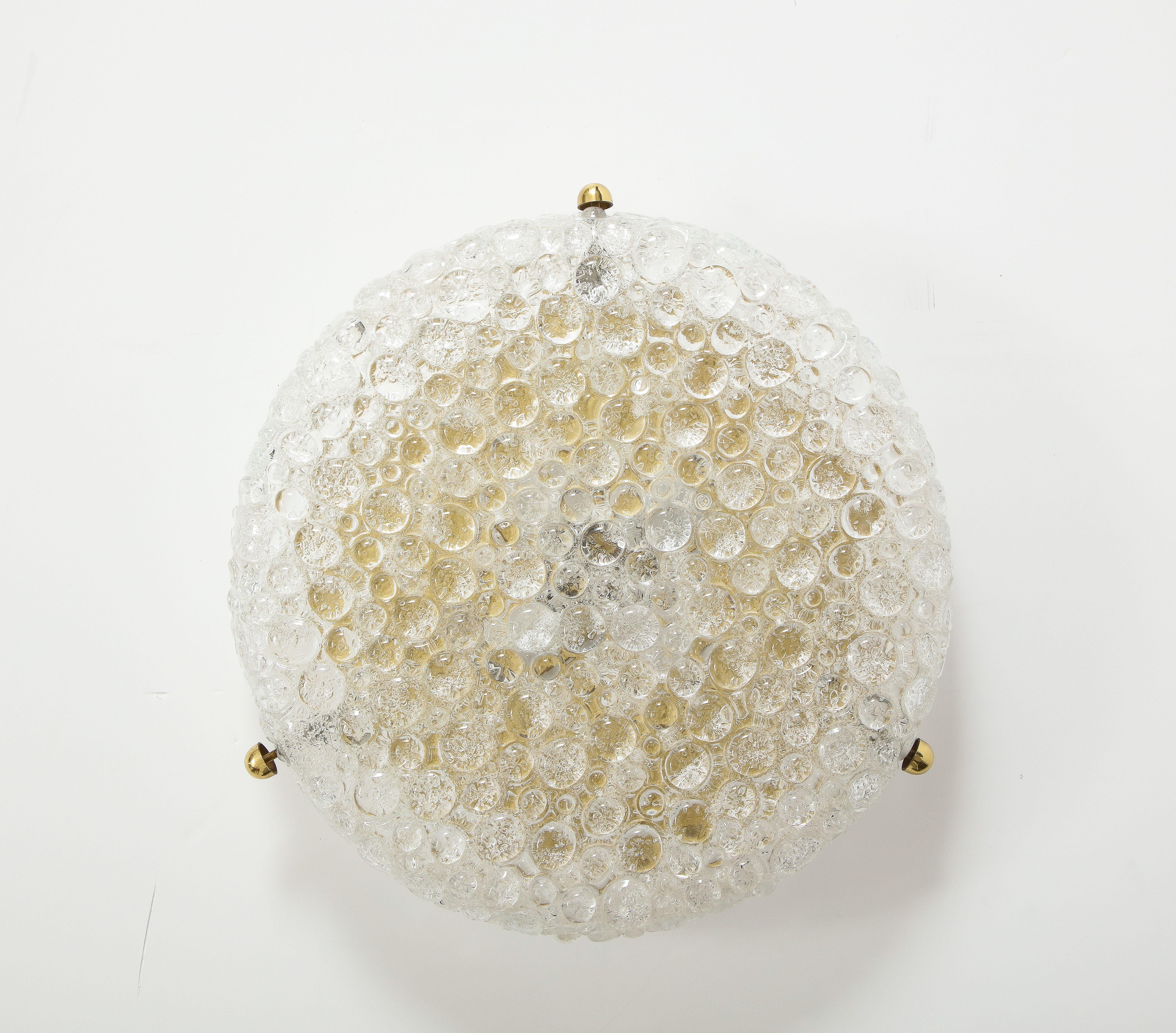 20th Century Orrefors Bubble Textured Crystal Flushmount For Sale
