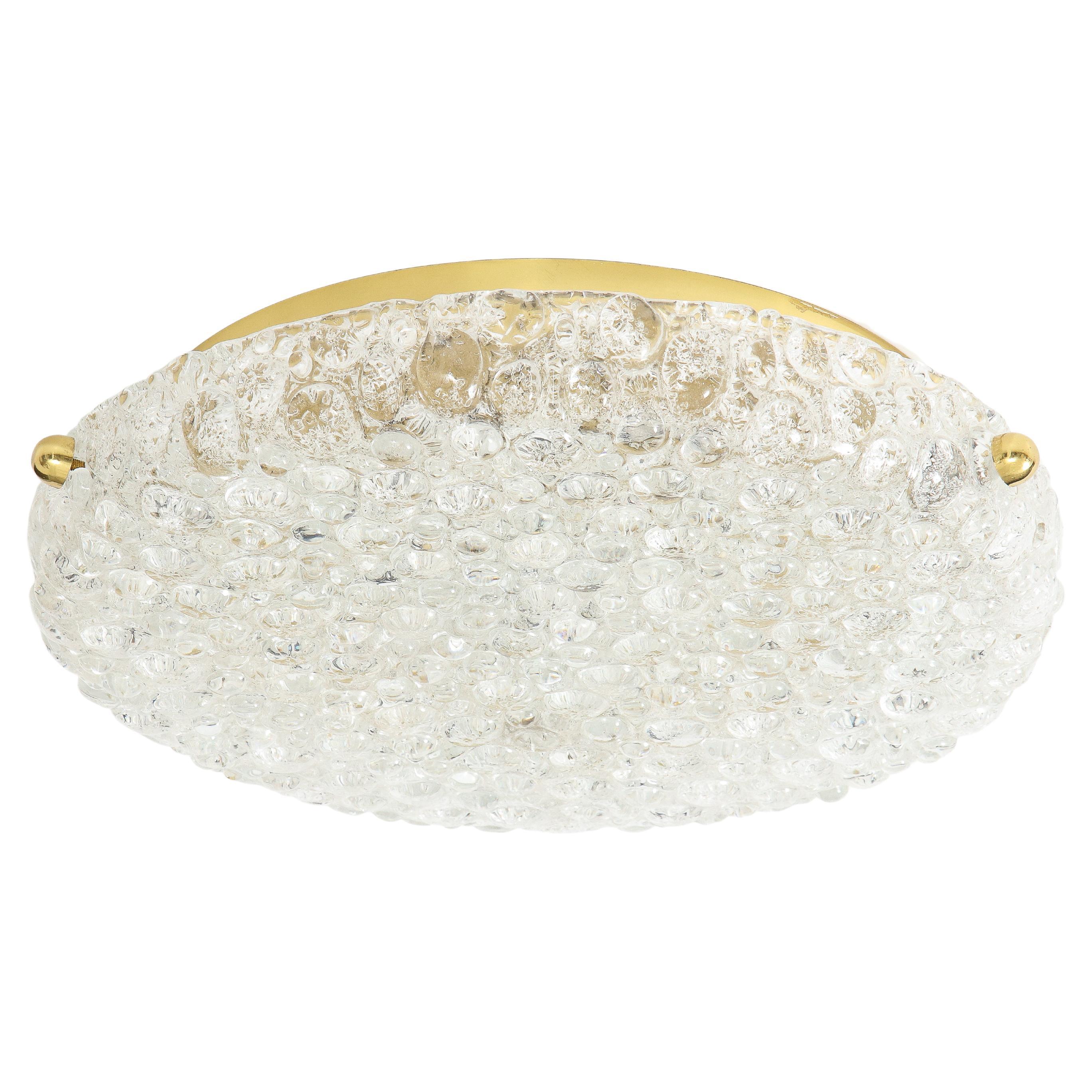 Orrefors Bubble Textured Crystal Flushmount For Sale