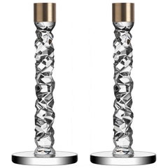 Orrefors Carat Brass Candlestick Large 2-Pack