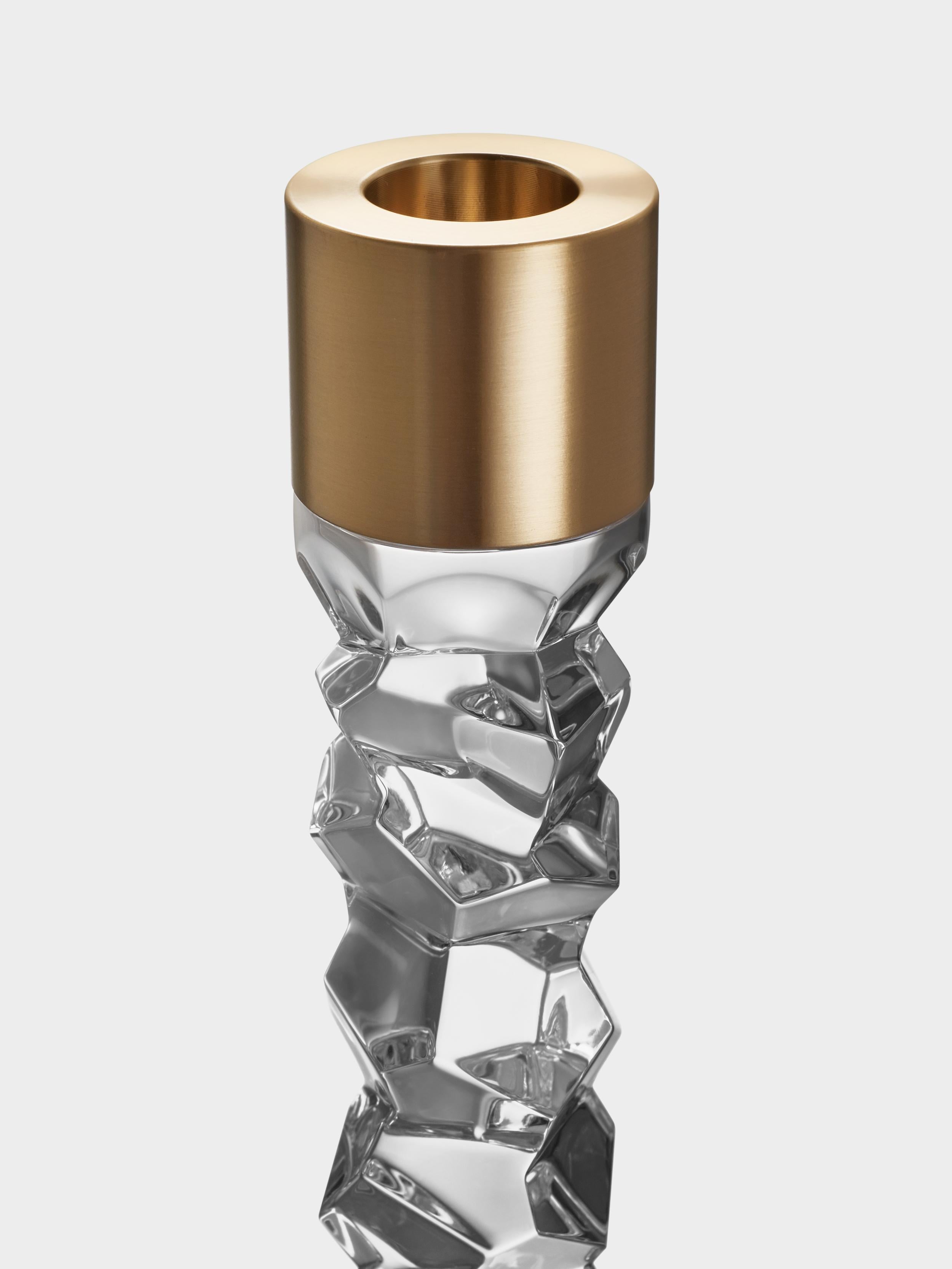 Orrefors Carat Messing Kerzenleuchter Klein 2er-Pack im Zustand „Neu“ im Angebot in Wilkes Barre, PA