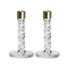 Paquete de 2 candelabros pequeños de latón de quilates Orrefors