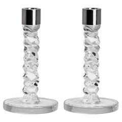 Paquete de 2 candelabros pequeños de plata de quilates Orrefors