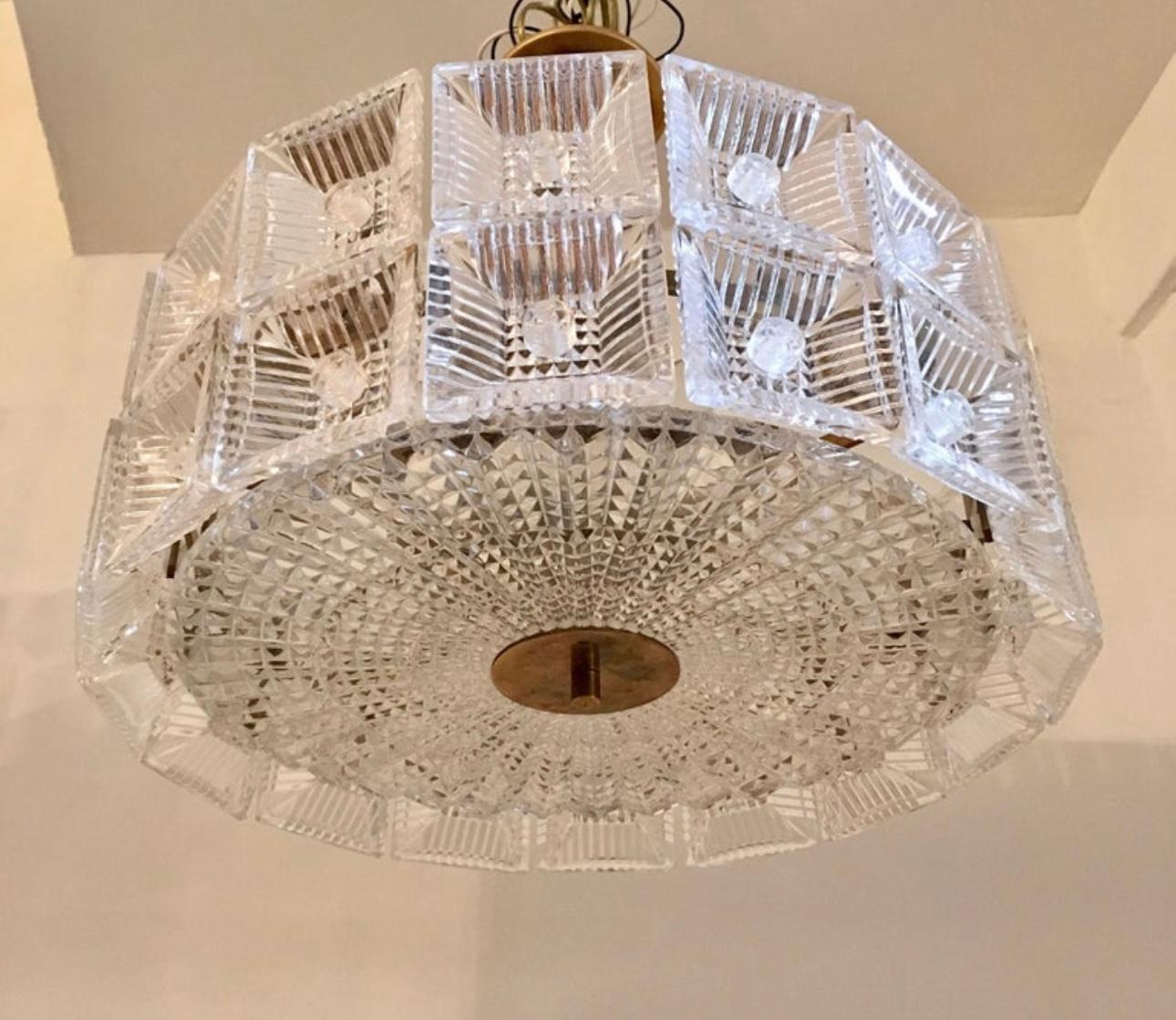 Orrefors Carl Fagerlund 1960s Crystal Flush Chandelier Pendant en vente 4