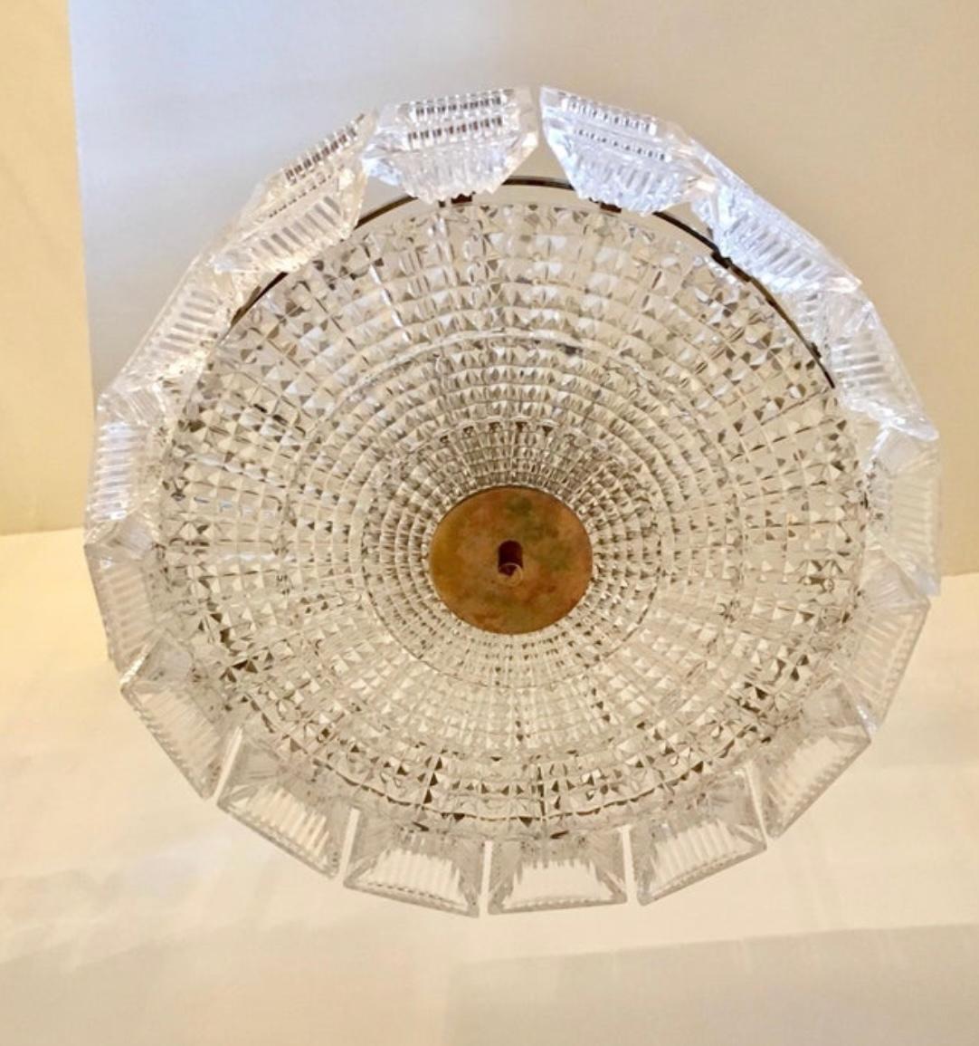 Suédois Orrefors Carl Fagerlund 1960s Crystal Flush Chandelier Pendant en vente