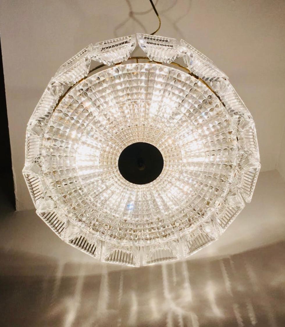 Orrefors Carl Fagerlund 1960s Crystal Flush Chandelier Pendant en vente 1