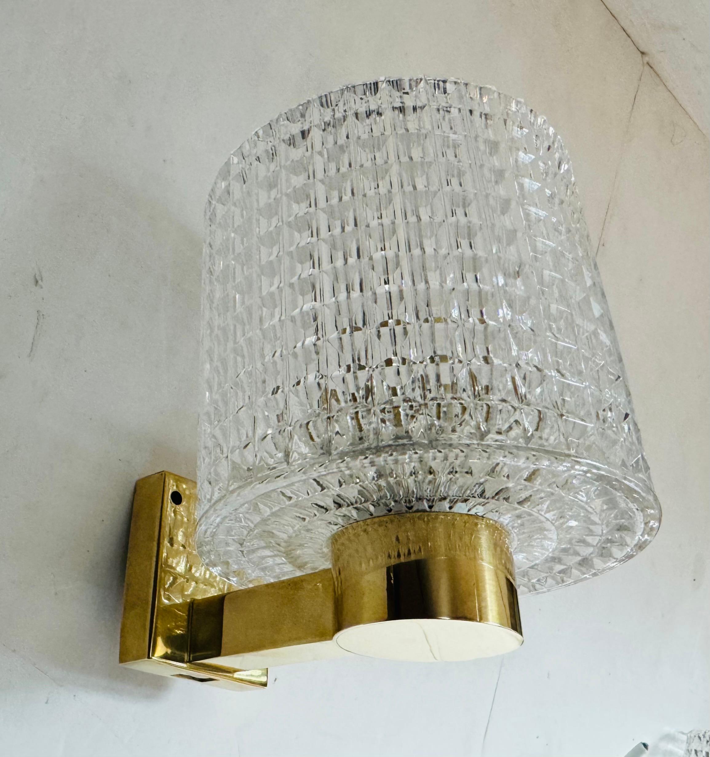 Orrefors Carl Fagerlund, lampada da parete in cristallo svedese del 1950, metà del secolo scorso In condizioni ottime in vendita a New York, NY