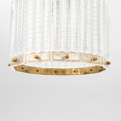 Orrefors Ceiling Lamp, Brass and Glass, Mid-Century Modern, Sweden 1960