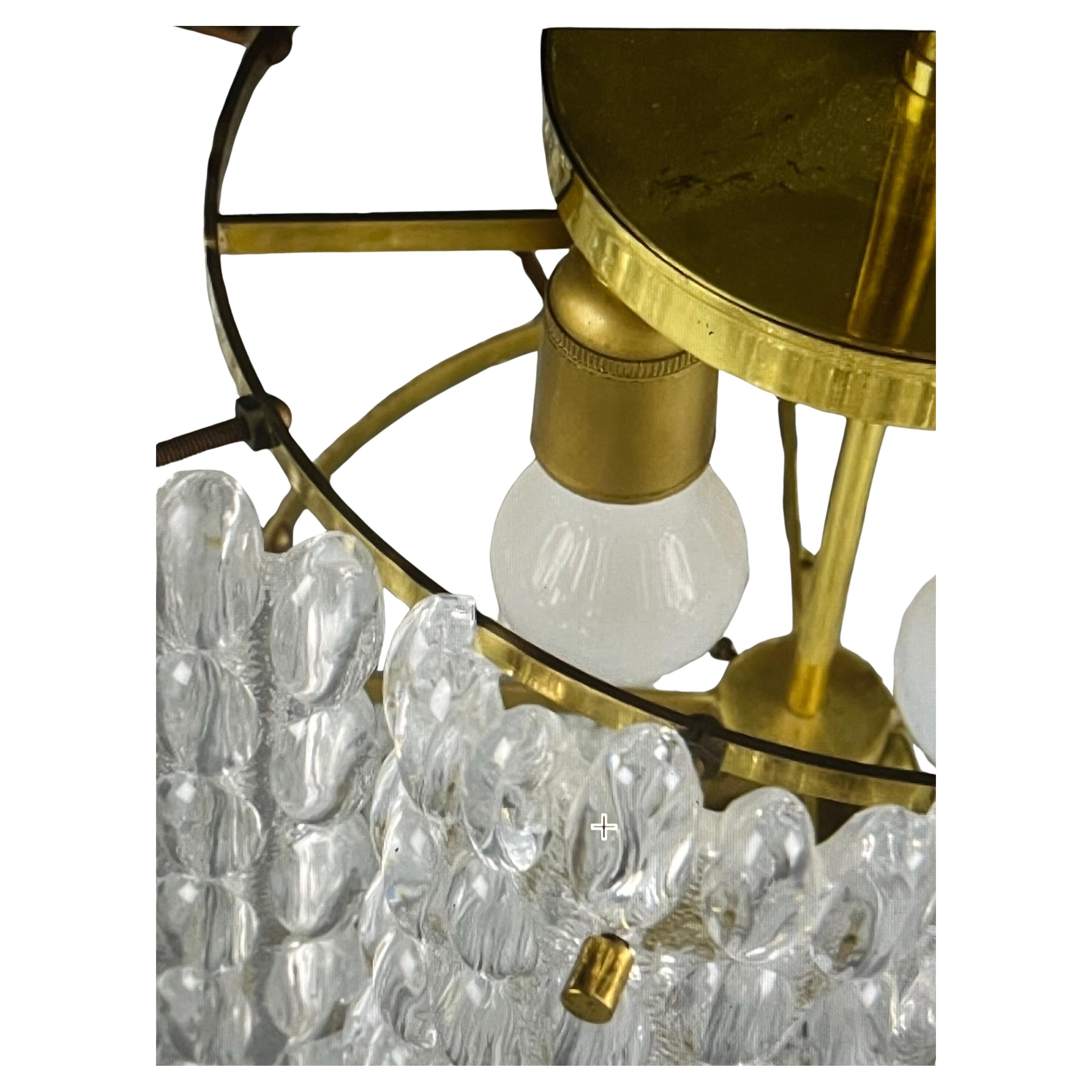 Mid-Century moderno Orrefors chandelier by Carl Fagerlund, 1970, Sweden in vendita