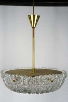 Orrefors-Kronleuchter von Carl Fagerlund aus Kristall und Messing, Orrefors Schweden, 1960