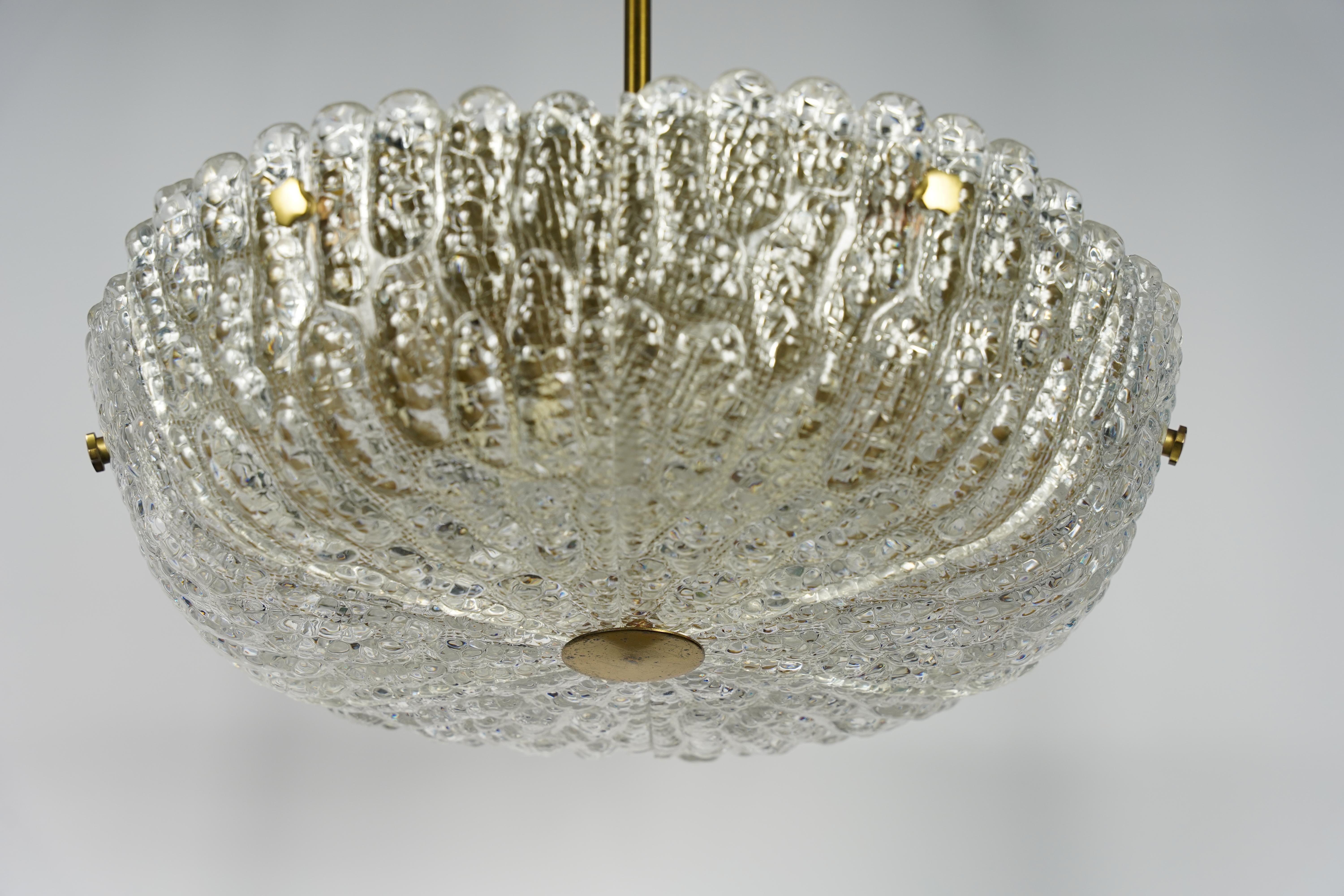 Svedese Lampadario Orrefors di Carl Fagerlund in cristallo e ottone, Orrefors Svezia, 1960 in vendita