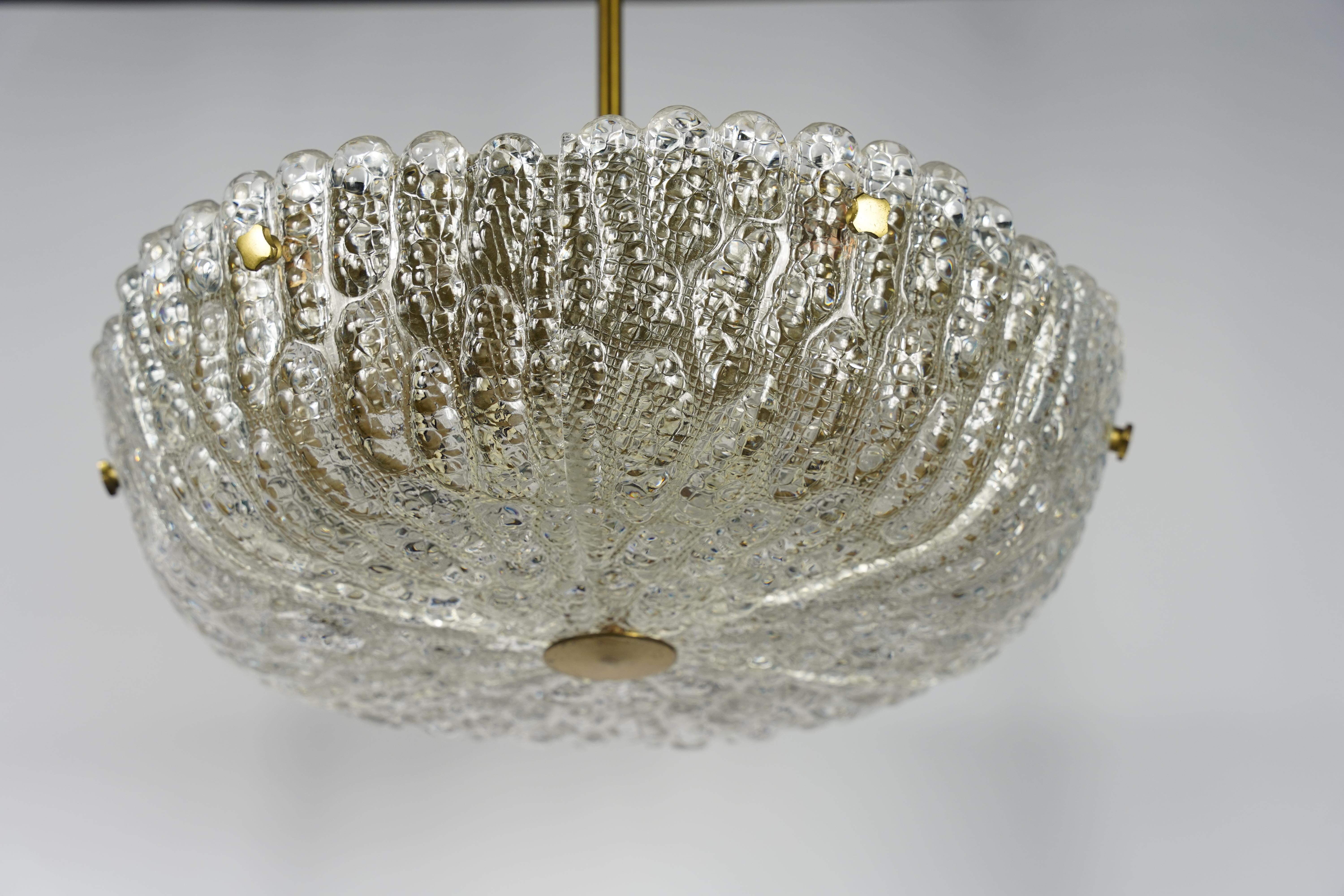 Ottone Lampadario Orrefors di Carl Fagerlund in cristallo e ottone, Orrefors Svezia, 1960 in vendita