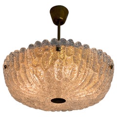 Orrefors Chandelier by Carl Fagerlund Crystal and Brass, Orrefors Sweden, 1960