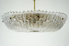 Lampadario Orrefors di Carl Fagerlund in cristallo e ottone, Svezia, 1960