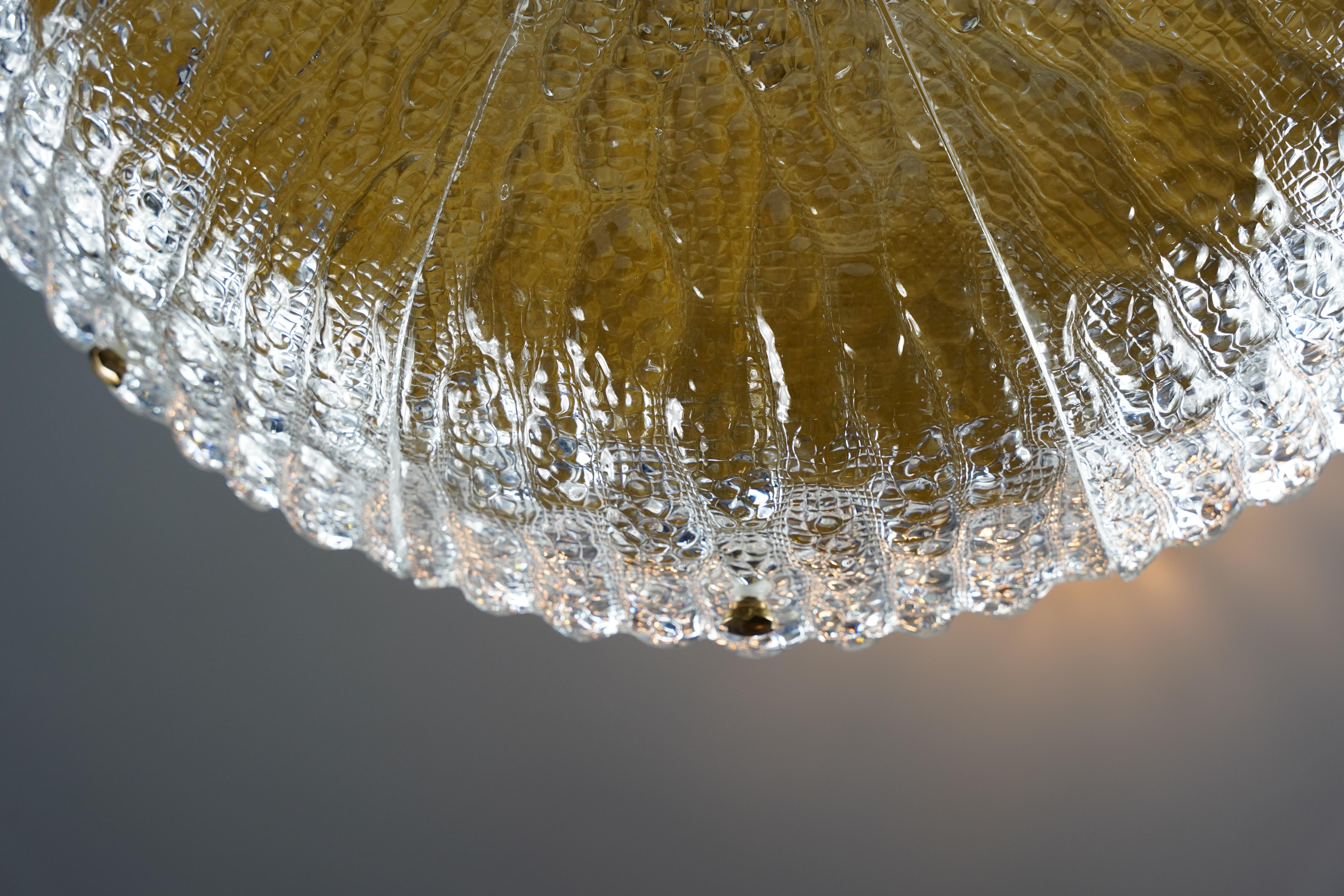 Moderne Lustre Orrefors de Carl Fagerlund en cristal et laiton, Suède, 1960 en vente