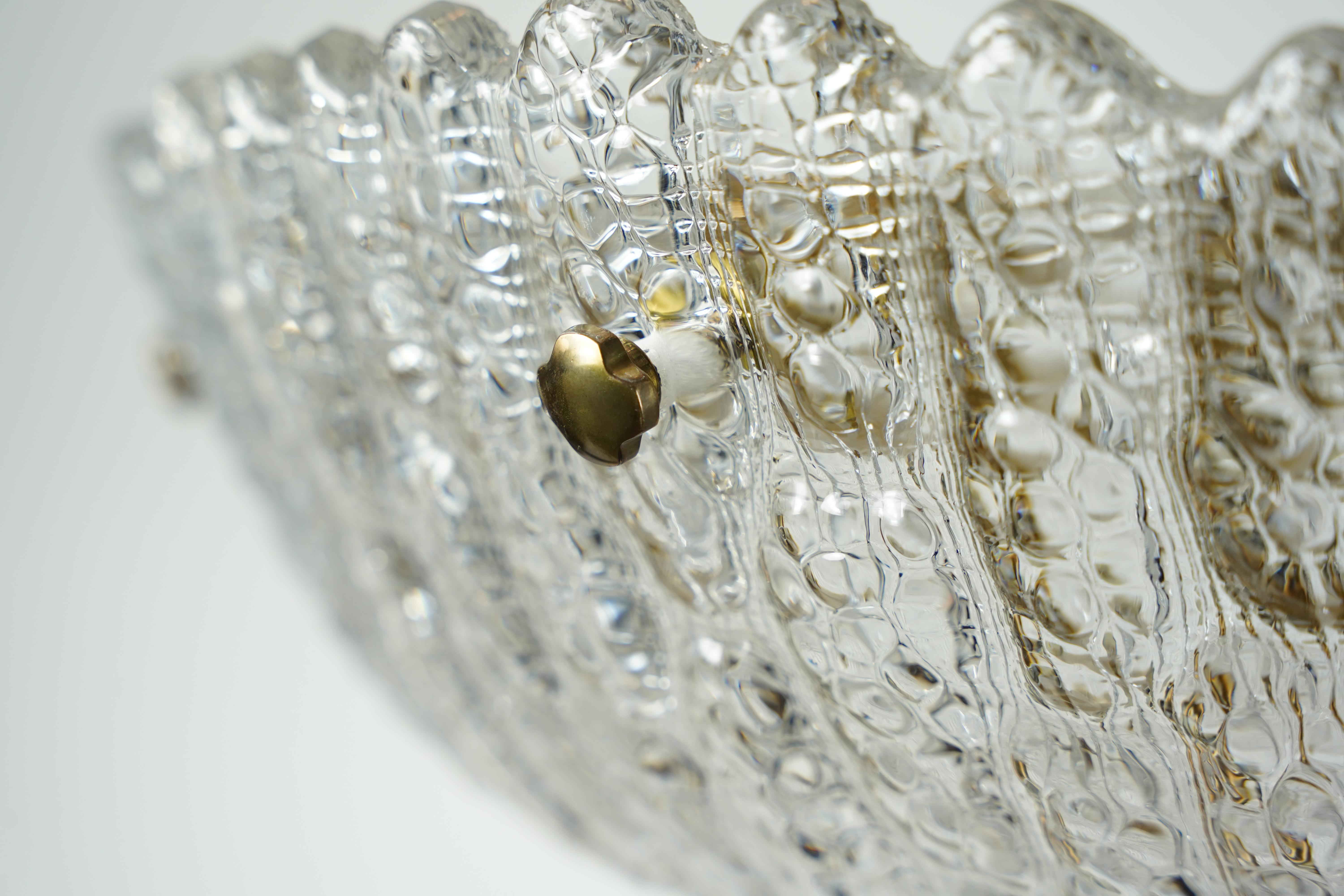 Fait main Lustre Orrefors de Carl Fagerlund en cristal et laiton, Suède, 1960 en vente