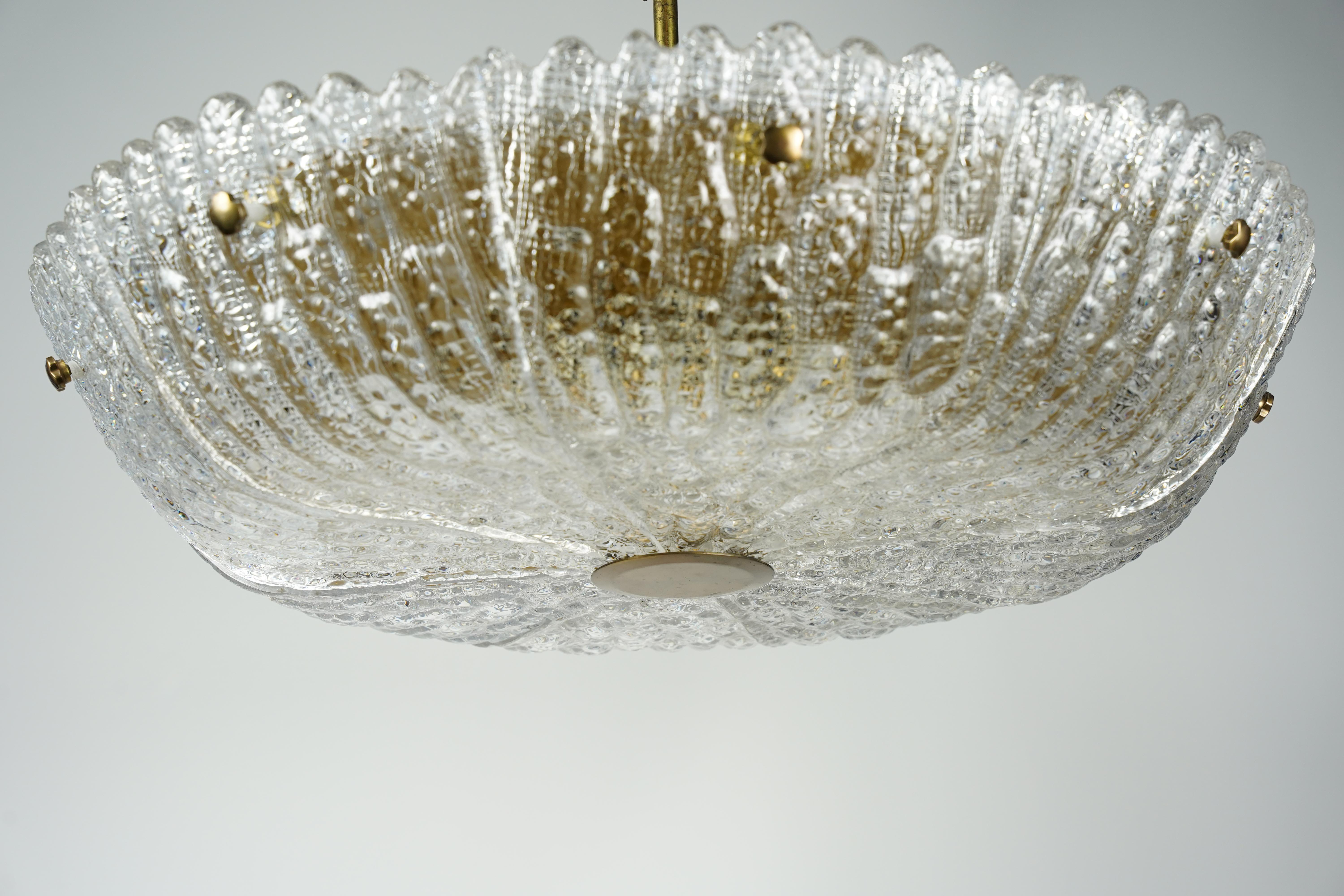 Lustre Orrefors de Carl Fagerlund en cristal et laiton, Suède, 1960 Bon état - En vente à Bronx, NY