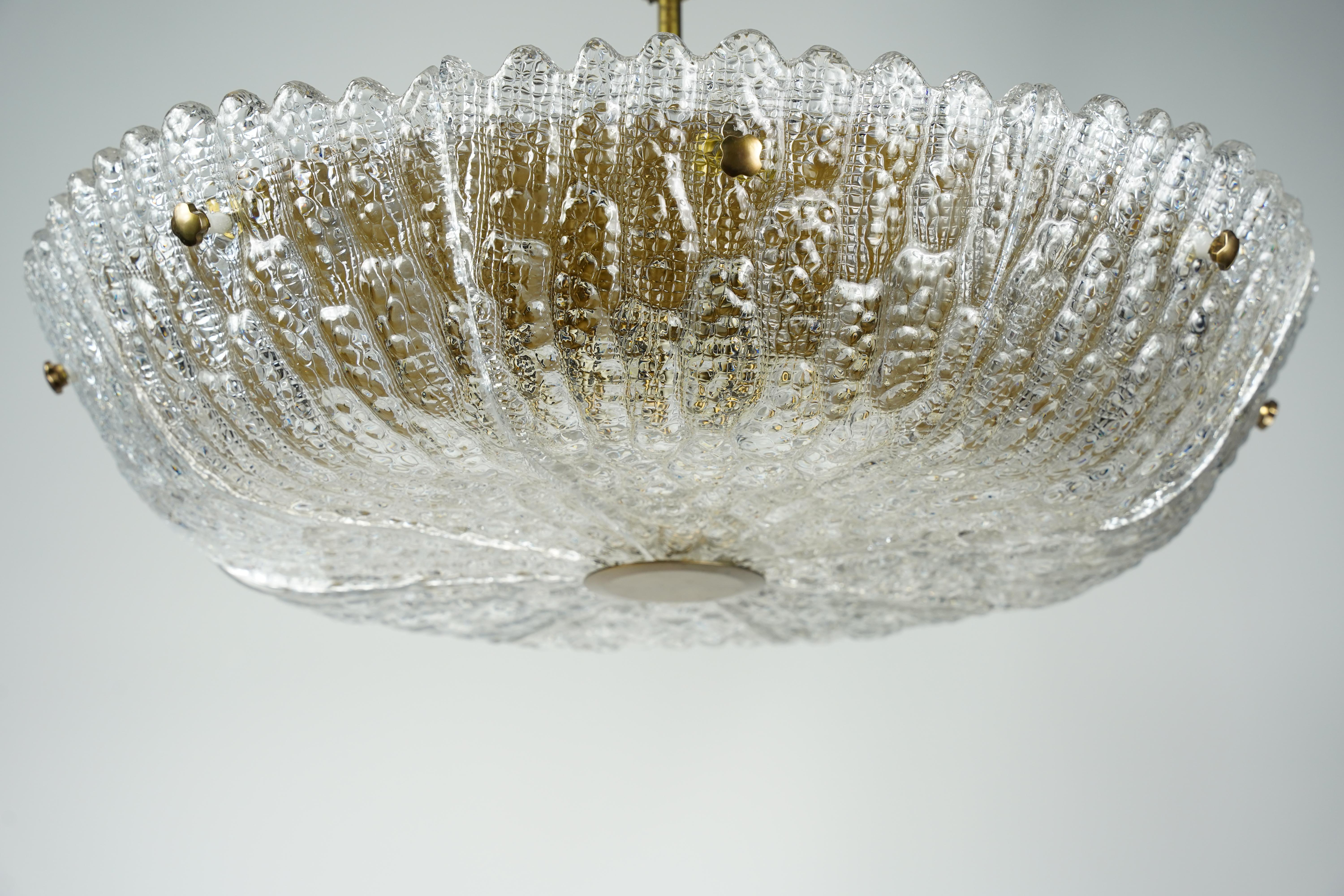 Cristal Lustre Orrefors de Carl Fagerlund en cristal et laiton, Suède, 1960 en vente