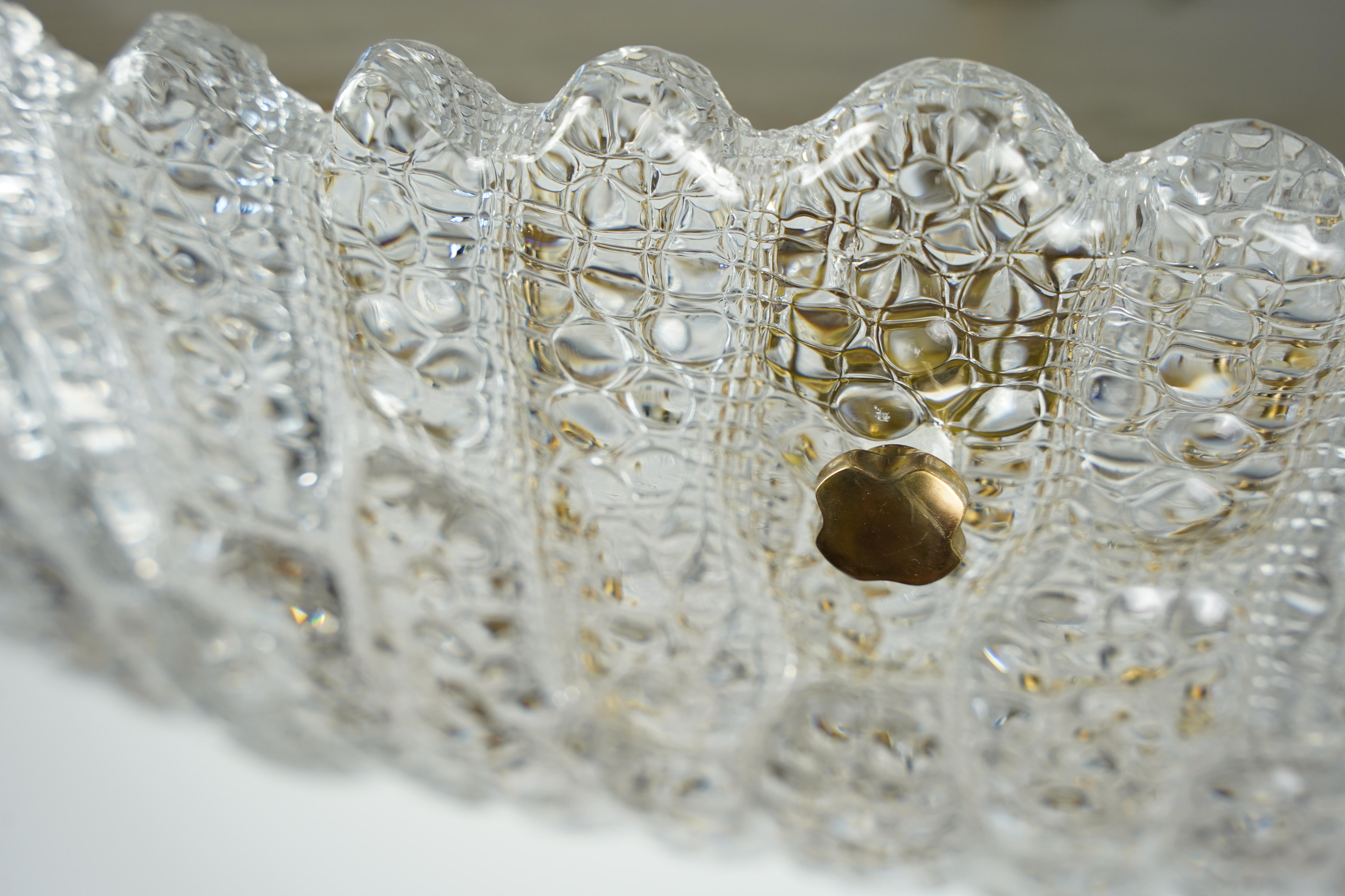 Lustre Orrefors de Carl Fagerlund en cristal et laiton, Suède, 1960 en vente 1