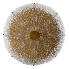 Large Orrefors Chandelier by Carl Fagerlund, Glass Brass, Sweden, 1960s