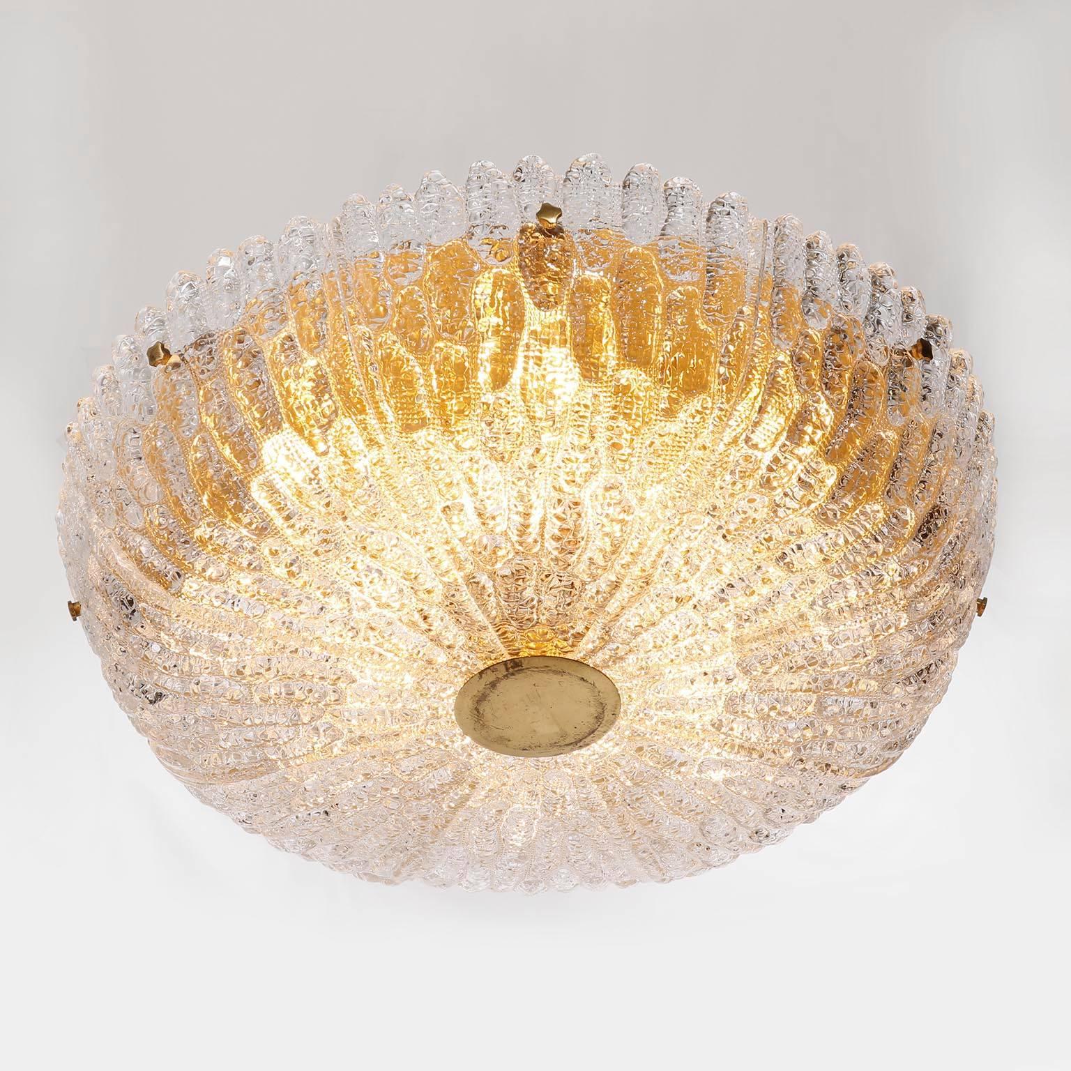 Large Orrefors Chandelier by Carl Fagerlund, Glass Brass, Sweden, 1960s 2