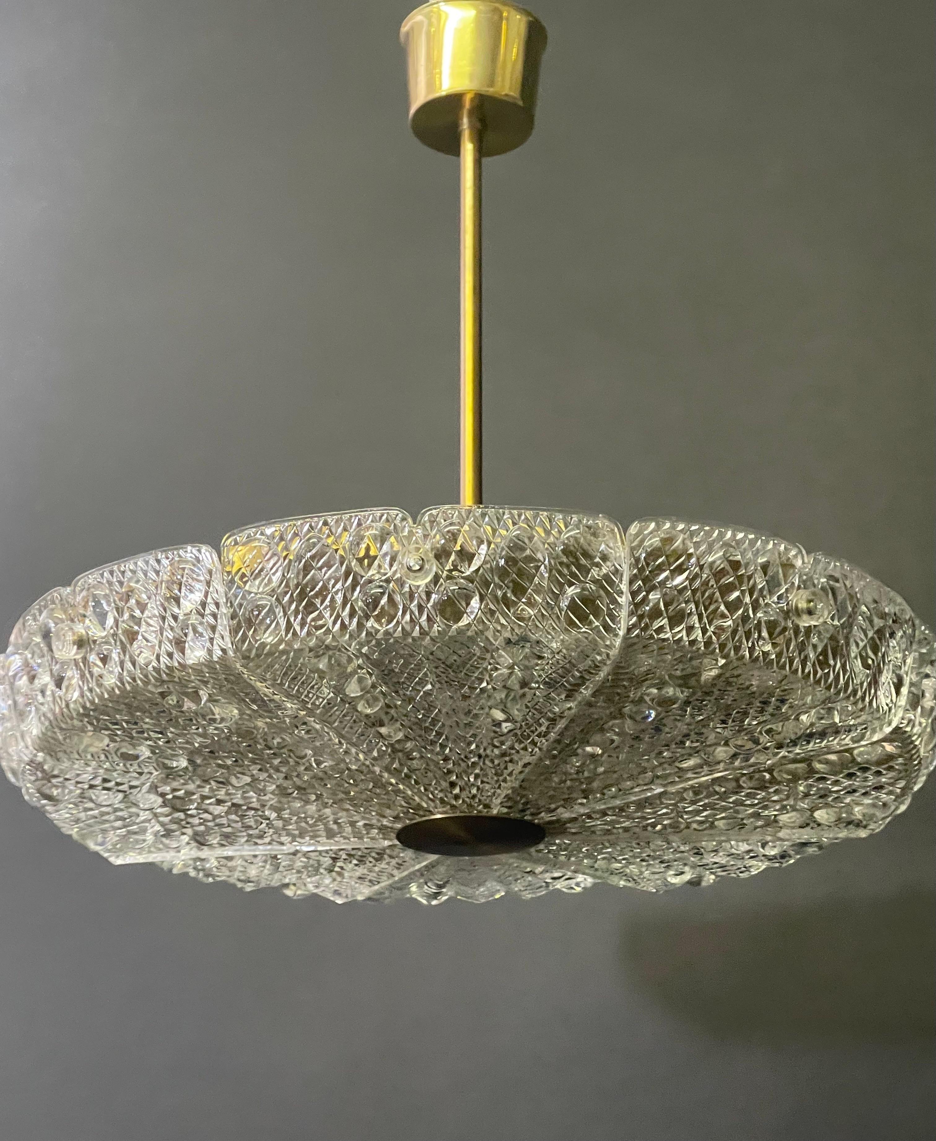 Orrefors Chandelier by Carl Fagerlund, Sweden , circa 1950s 3