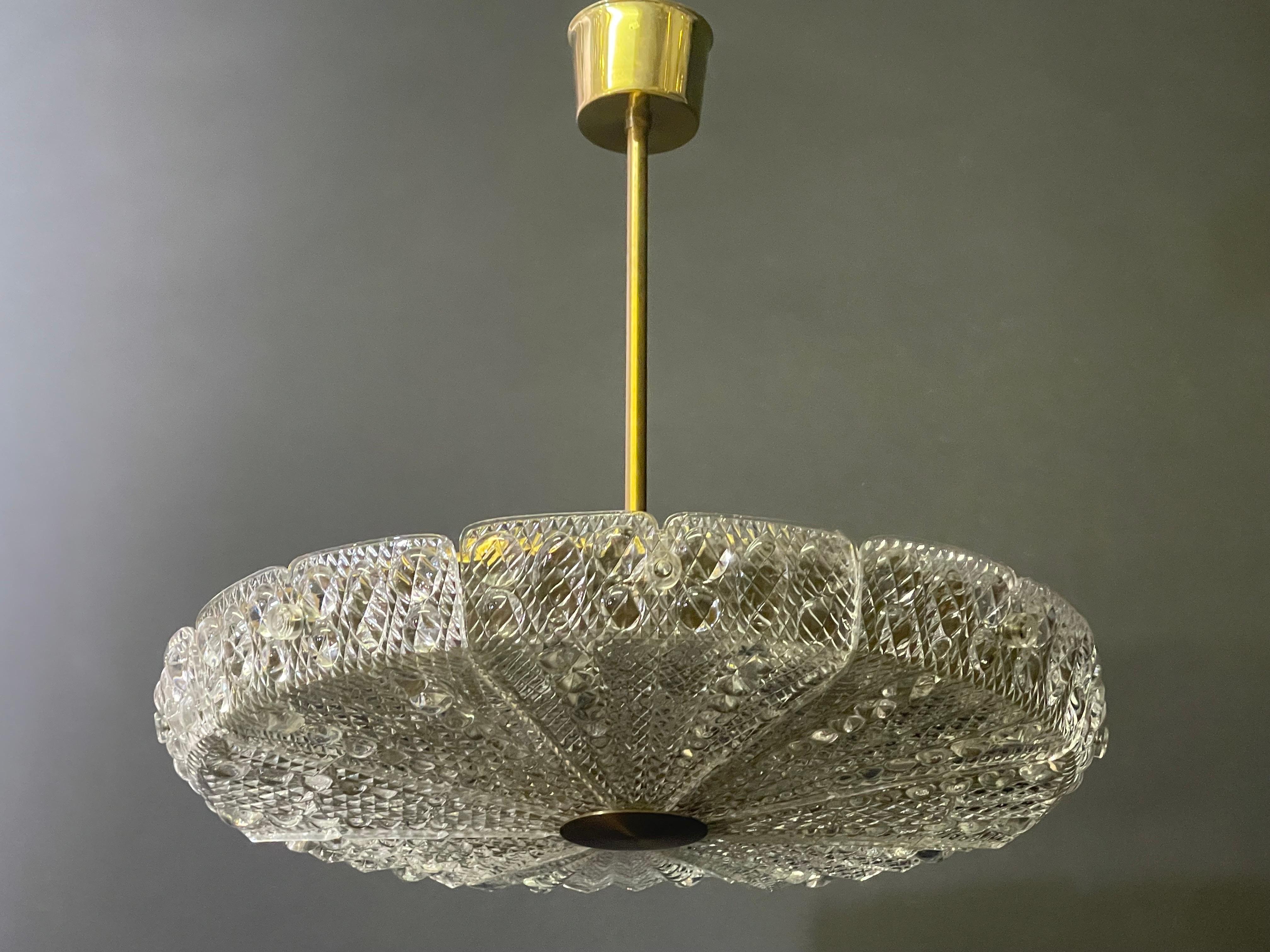 Orrefors Chandelier by Carl Fagerlund, Sweden , circa 1950s 5