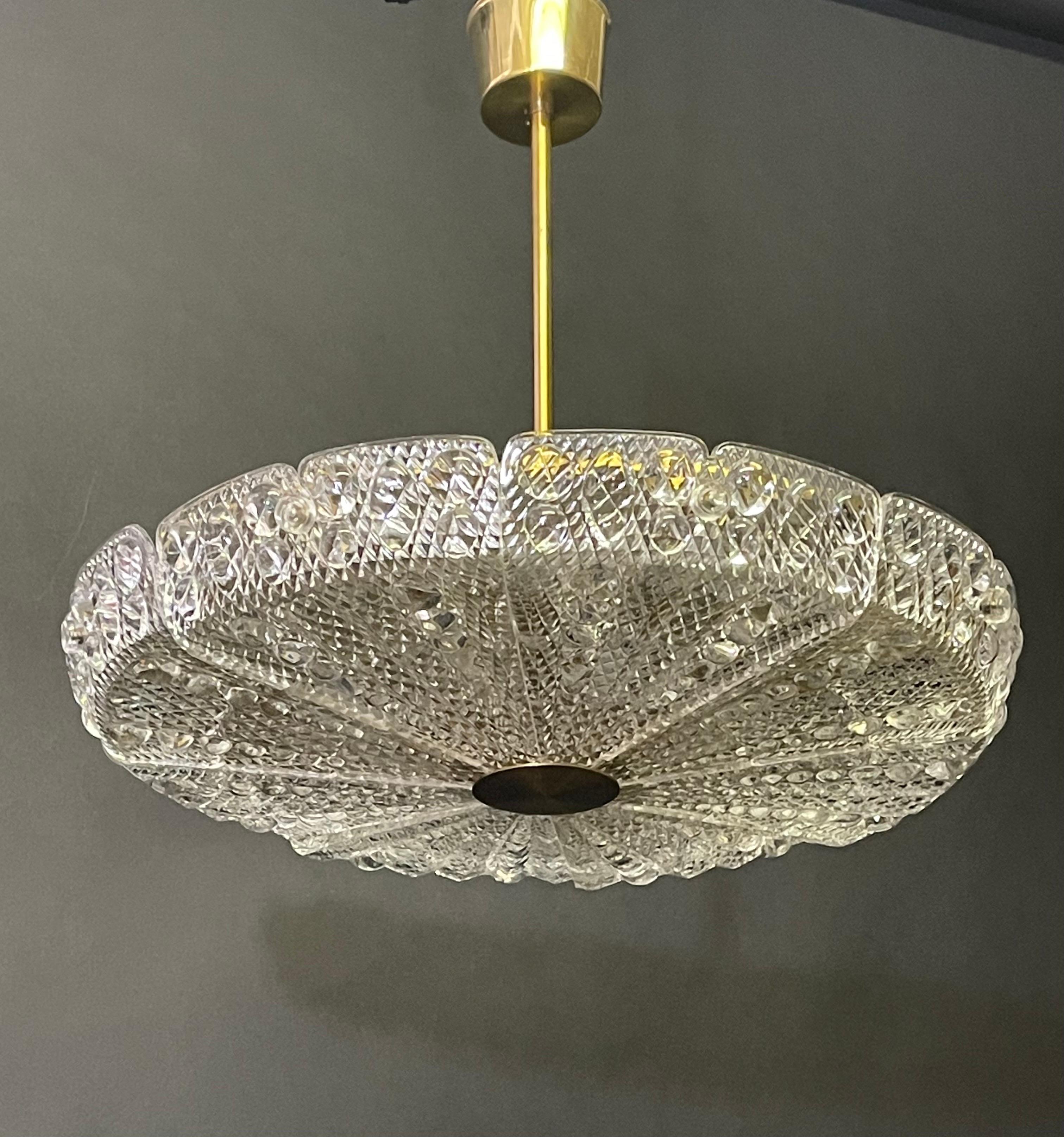 Swedish Orrefors Chandelier by Carl Fagerlund, Sweden , circa 1950s
