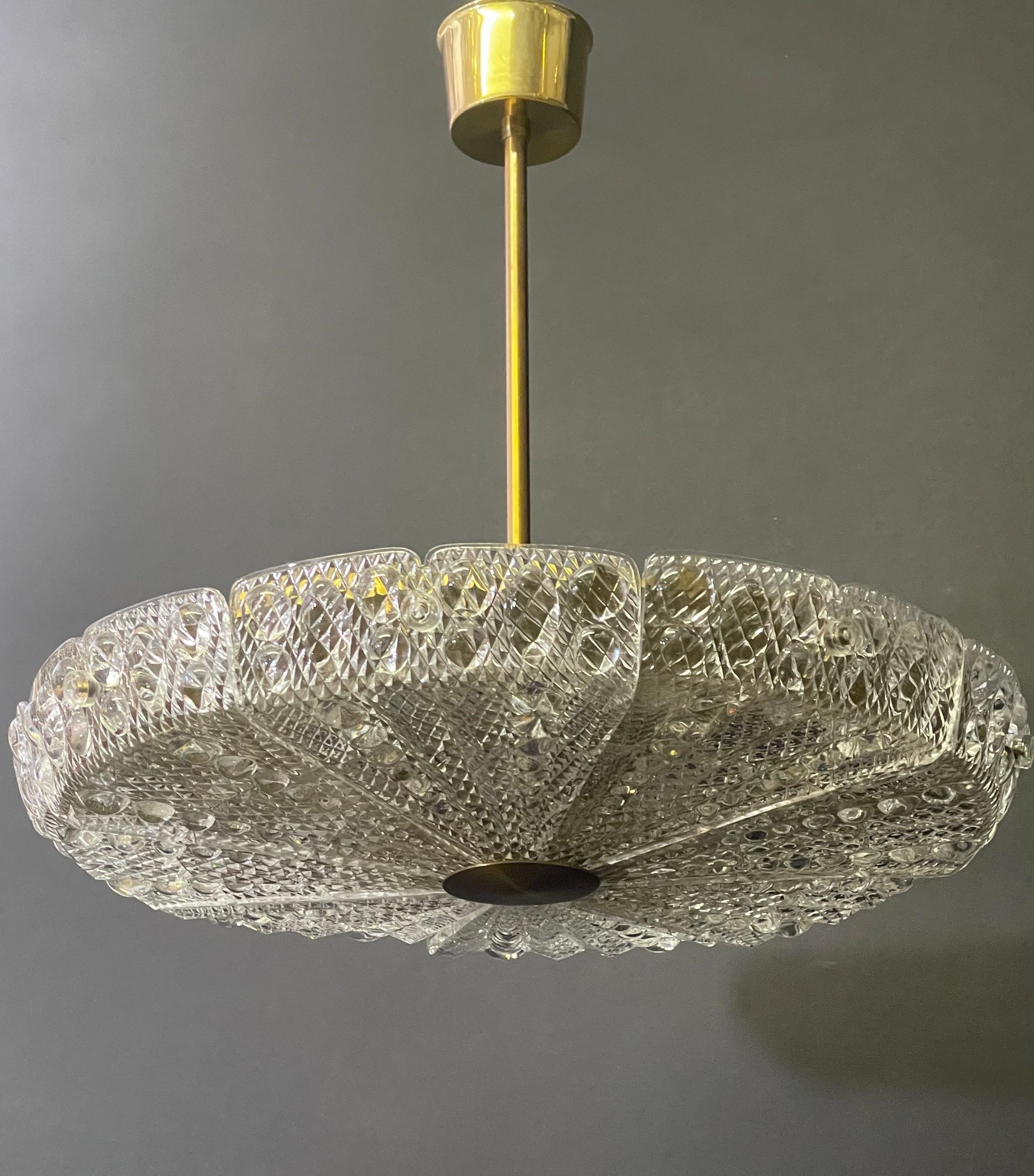 Orrefors Chandelier by Carl Fagerlund, Sweden , circa 1950s 2