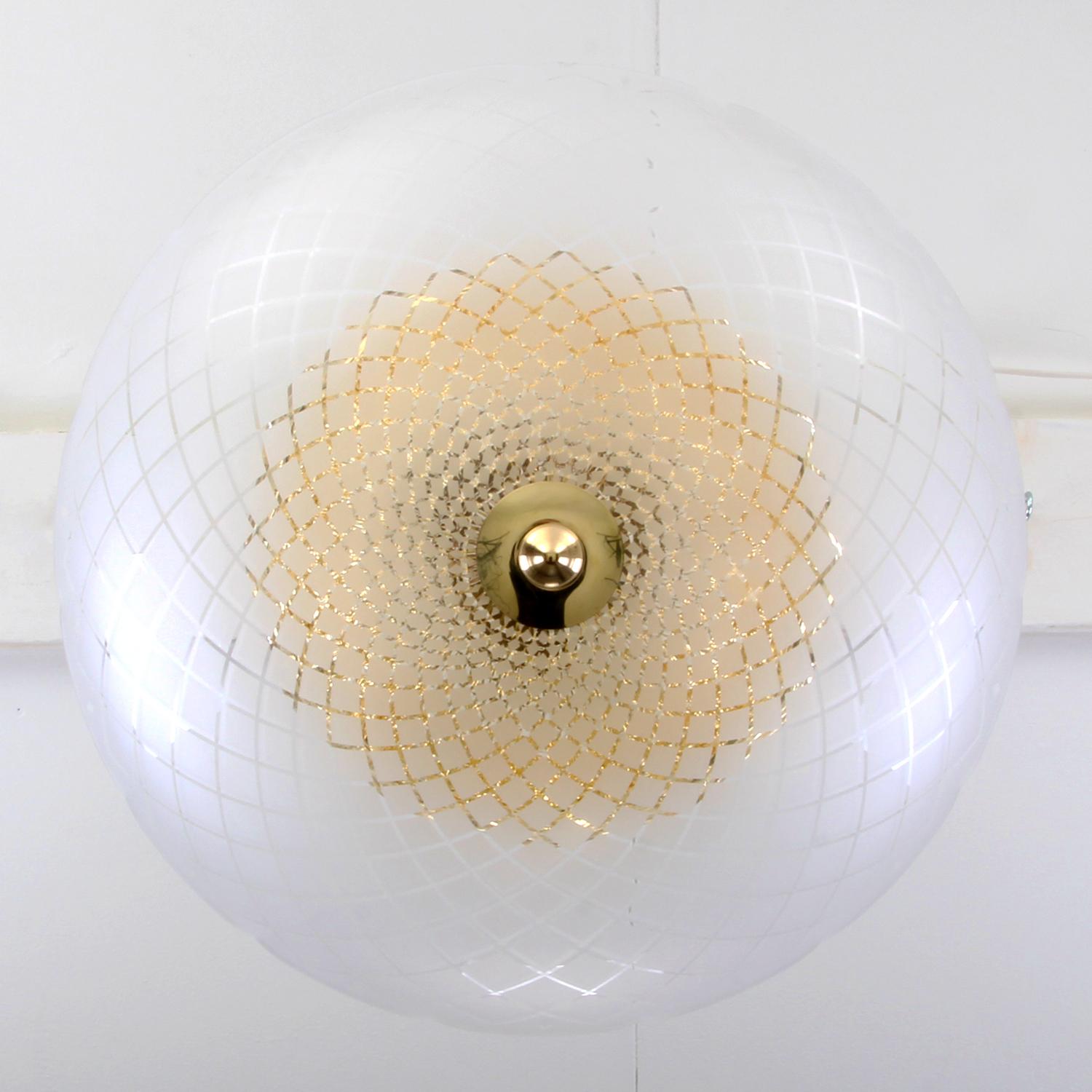 Mid-20th Century Orrefors Chandelier Large Crystal Chandelier by Lyfa/Orrefors in the 1950s For Sale