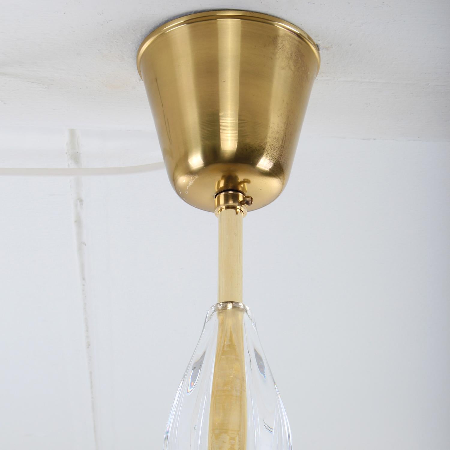 Brass Orrefors Chandelier Large Crystal Chandelier by Lyfa/Orrefors in the 1950s For Sale