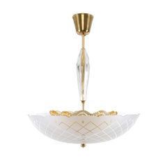 Retro Orrefors Chandelier Large Crystal Chandelier by Lyfa/Orrefors in the 1950s